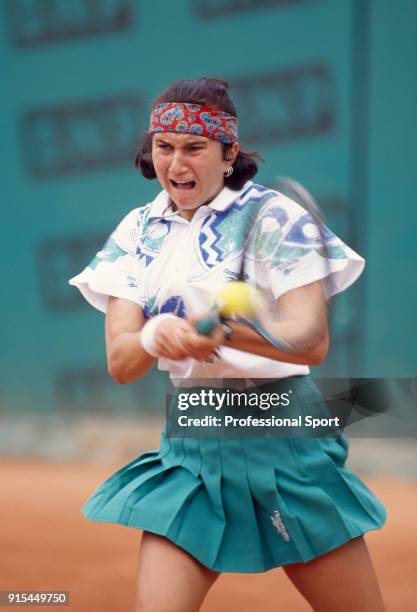 Iva Majoli of Croatia in action during the French Open Tennis Championships at the Stade Roland Garros circa May 1994 in Paris, France.