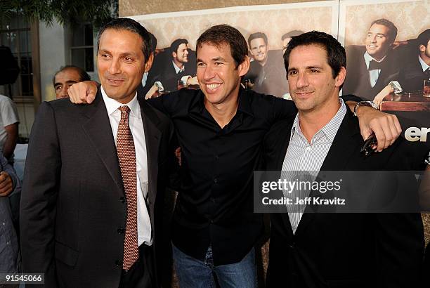 Ari Emanuel, Entourage creator, executive producer and head writer Doug Ellin and Co-executive producer Steve Levinson arrive on the red carpet to...