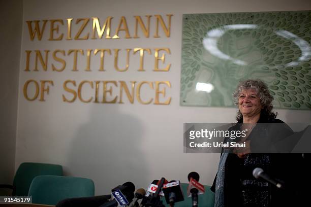 Israeli scientist Ada Yonath, a leading researcher in the structural biology field, attends a press conference after she was awarded a Nobel Prize in...