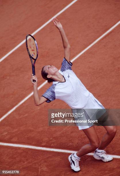 Iva Majoli of Croatia in action during the French Open Tennis Championships at the Stade Roland Garros circa June 1997 in Paris, France.