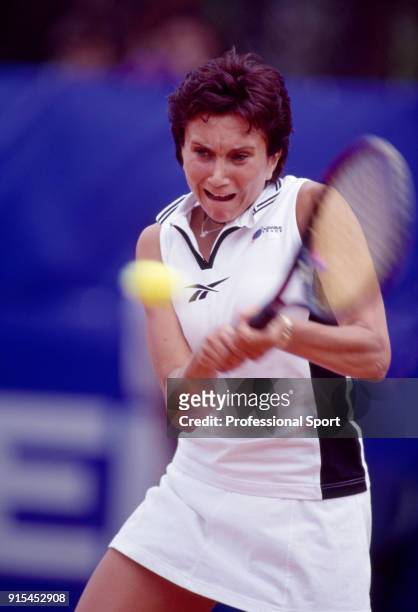 Iva Majoli of Croatia in action during a Federation Cup tie against Japan at the Dubrovnik Tennis Club in Dubrovnik, Croatia on April 26, 1998.