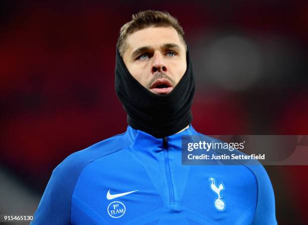 Fernando Llorente of Tottenham Hotspur warms up prior to The Emirates FA Cup Fourth Round Replay match between Tottenham Hotspur and Newport County...