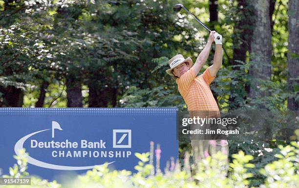 Briny Baird hits a shot during Round One of the 2009 Deutsche Bank Championship In Norton, Massachusetts on September 5, 2009 in Boston,...