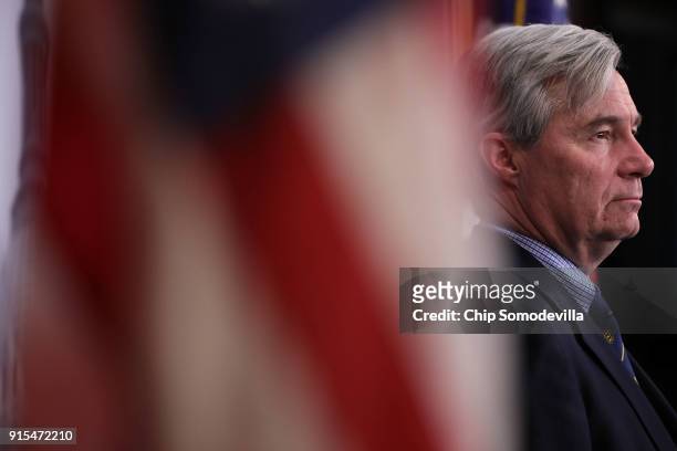 Sen. Sheldon Whitehouse joins fellow Democrats in criticizing the Tax Cuts and Jobs Act during a news conference at the U.S. Capitol February 7, 2018...
