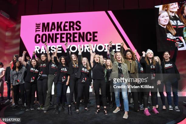 The MAKERS team onstage during The 2018 MAKERS Conference at NeueHouse Hollywood on February 7, 2018 in Los Angeles, California.