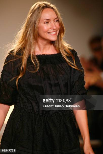 Collette Dinnigan walks the runway during the Collette Dinnigan Pret a Porter show as part of the Paris Womenswear Fashion Week Spring/Summer 2010 at...