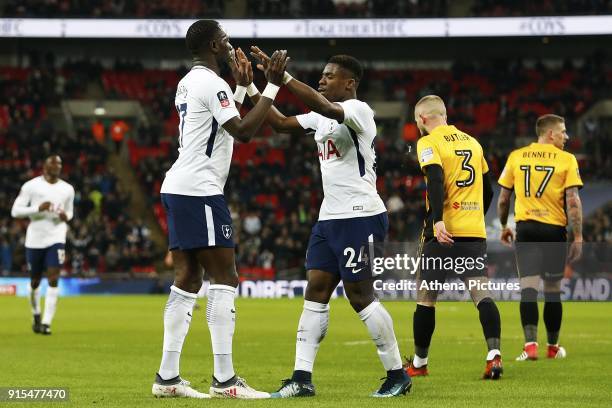 Moussa Sissoko of Tottenham Hotspur celebrates scoring his sides first goal of the match during the Fly Emirates FA Cup Fourth Round Replay match...
