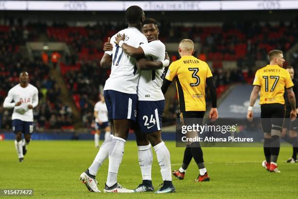 Moussa Sissoko of Tottenham Hotspur celebrates scoring his sides first goal of the match during the Fly Emirates FA Cup Fourth Round Replay match...
