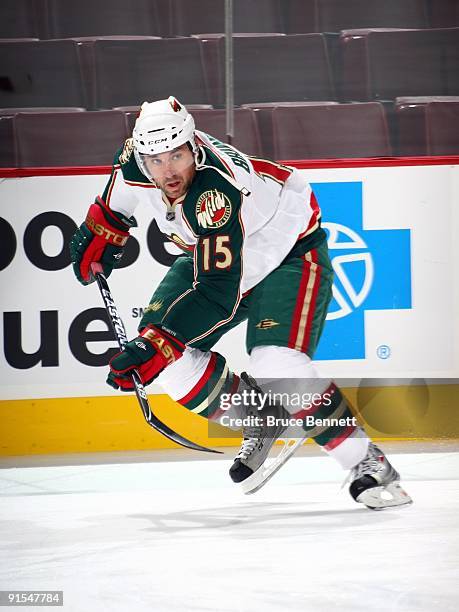 Andrew Brunette of the Minnesota Wild skates against the Philadelphia Flyers during the preseason NHL game at the Wachovia Center on September 29,...