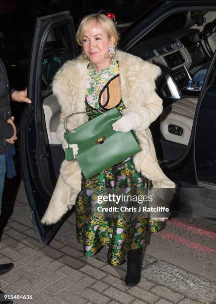 Entrepreneur Sally Greene arrives for the Conservative party Black and White Ball at Natural History Museum on February 7, 2018 in London, England....