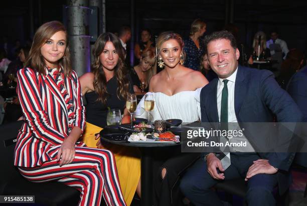 Ksenija Lukich poses alongside Tamie Ingham, Jasmine Yarbrough and Karl Stefanovic after the David Jones Autumn Winter 2018 Collections Launch at...