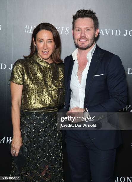 Edwina McCann and Nick Smith arrive ahead of the David Jones Autumn Winter 2018 Collections Launch at Australian Technology Park on February 7, 2018...