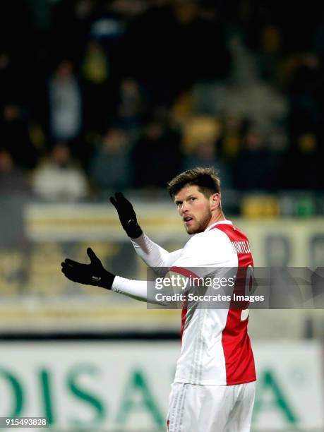 Klaas Jan Huntelaar of Ajax celebrates 1-3 during the Dutch Eredivisie match between Roda JC v Ajax at the Parkstad Limburg Stadium on February 7,...