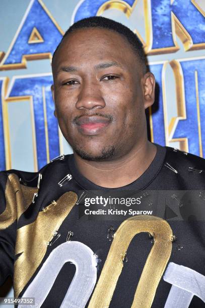 Mokobe attends the "Black Panther" Paris Special Screening at Le Grand Rex on February 7, 2018 in Paris, France.
