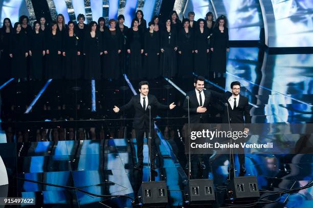 Il Volo attend the second night of the 68. Sanremo Music Festival on February 7, 2018 in Sanremo, Italy.