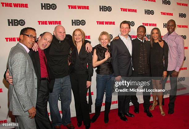 The cast of The Wire Actors Andre Royo, Michael Michael Kostroff, Domenick Lombardozzi, Deirdre Lovejoy, Amy Ryan, Dominic West, Clarke Peters,...