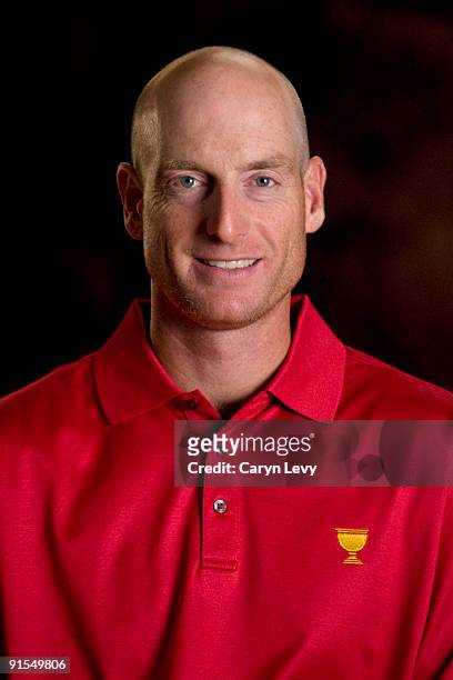 Jim Furyk poses for a headshot at The Fairmont, before practice for The Presidents Cup at Harding Park Golf Club on October 5, 2009 in San Francisco,...
