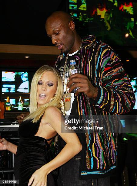 Playboy's Kendra Wilkinson and Los Angeles Lakers basketball player Lamar Odom attends Lamar Odom's Birthday Bash hosted by Playboy's Kendra...