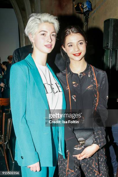 German actress Lisa-Marie Koroll and her sister Lara-Sophie Koroll attend the 'Heilstaetten' premiere at Delphi on February 7, 2018 in Berlin,...