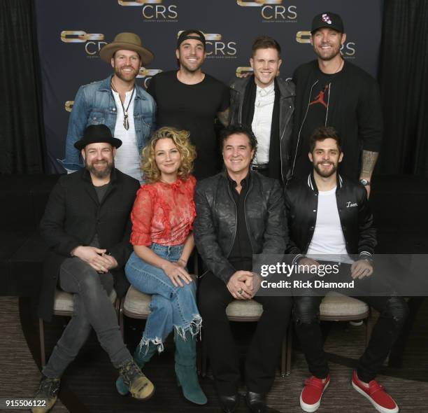 Drake White, Tyler Rich, Trent Harmon, Brett Young, Kristian Bush and Jennifer Nettles of Sugarland, BMLG President & CEO Scott Borchetta, Thomas...