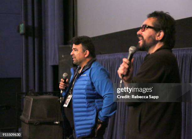 Director Arturo Montenegro and SBIFF Executive Director Roger Durling speak at a screening of 'Grace and Splendor' during The 33rd Santa Barbara...