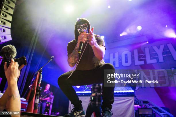 Danny Murillo from Hollywood Undead performs at Elysee Montmartre on February 7, 2018 in Paris, France.