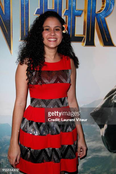 Singer Cerise Calixte attends "Black Panther" Special Screening at Le Grand Rex on February 7, 2018 in Paris, France.
