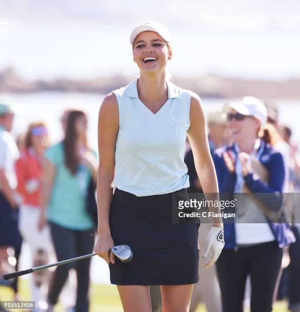Participant Kelly Rohrbach is seen during practice of the 3M Celebrity Challenge At The PGA Pebble Beach AT&T Pro AM at Pebble Beach Golf Links on...