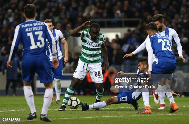 Sporting CP forward Seydou Doumbia from Ivory Coast with FC Porto forward Jesus Corona from Mexico in action during the Portuguese Cup Semi Final Leg...