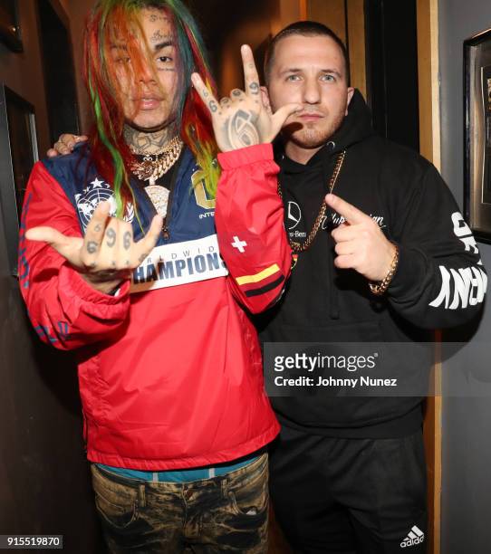 Tekashi 69 and Pasha PG attend a Studio Session at Quad Studios on February 6, 2018 in New York City.