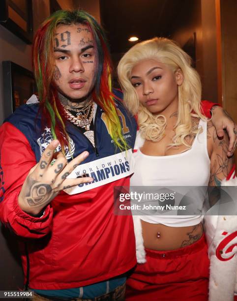 Tekashi 69 and Cuban Doll attend a Studio Session at Quad Studios on February 6, 2018 in New York City.