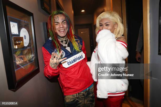 Tekashi 69 and Cuban Doll attend a Studio Session at Quad Studios on February 6, 2018 in New York City.