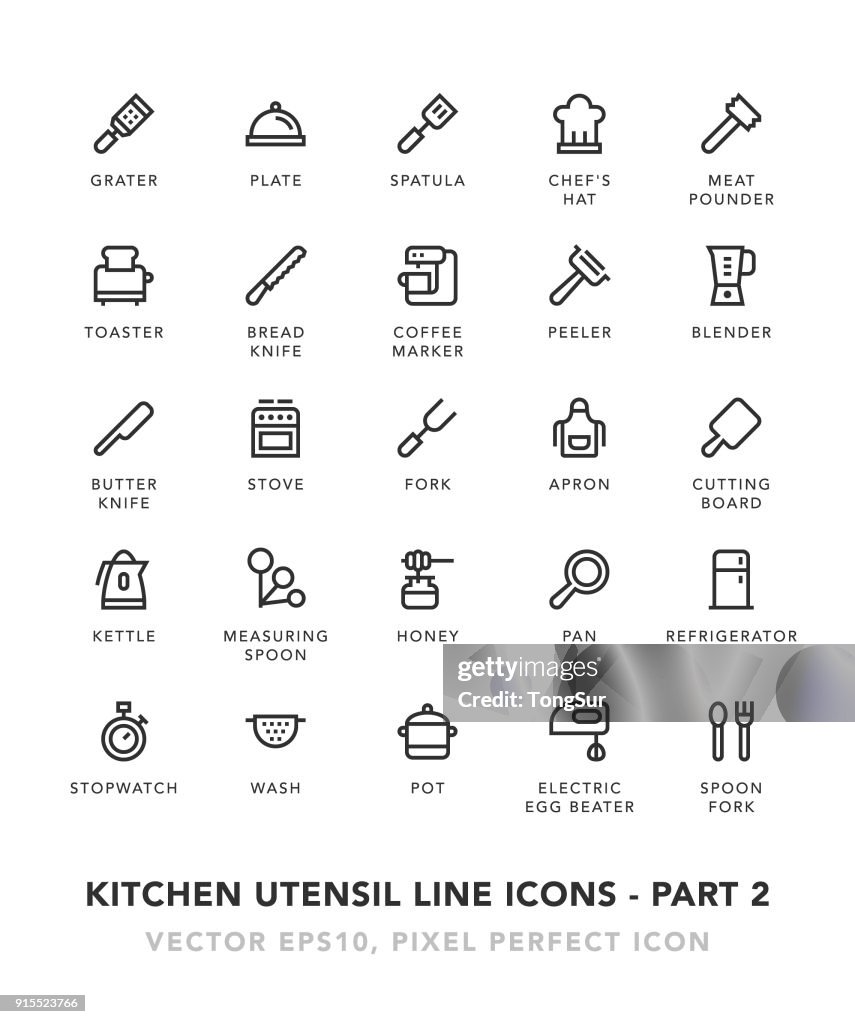 Keuken gebruiksvoorwerp lijn Icons - deel 2
