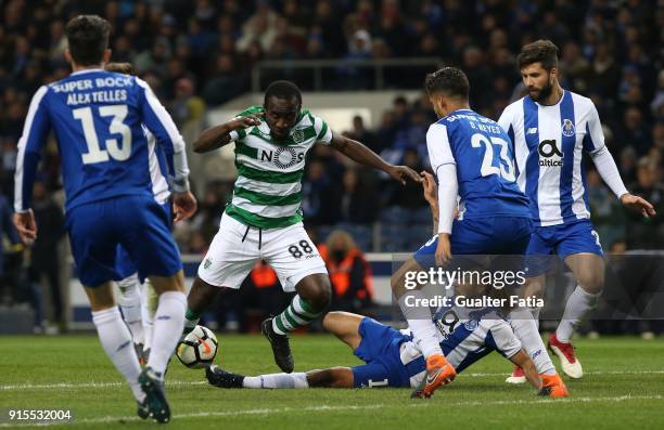 Sporting CP forward Seydou Doumbia from Ivory Coast with FC Porto forward Jesus Corona from Mexico in action during the Portuguese Cup Semi Final Leg...