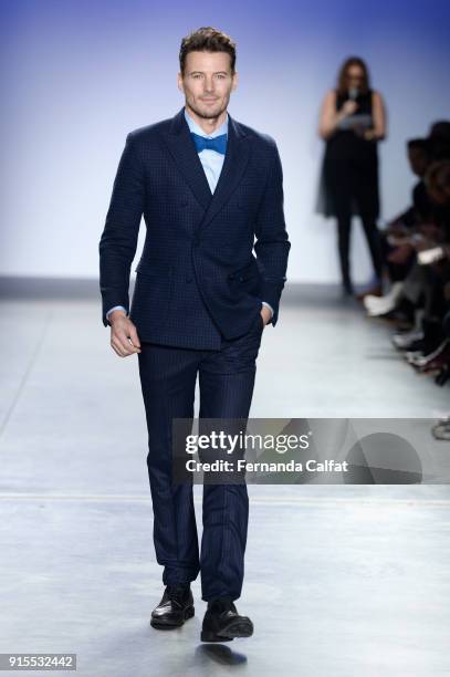 Alex Lundqvist walks the runway at the Blue Jacket Fashion Show to benefit the Prostate Cancer Foundation on February 7, 2018 in New York City.