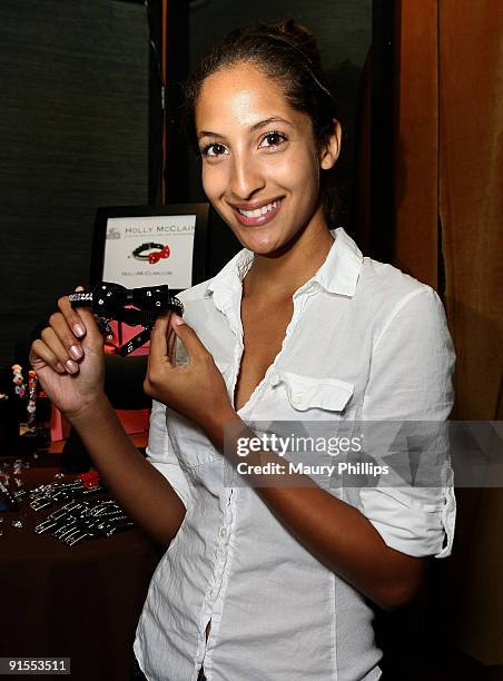 Actress Christel Khalil poses in the Daytime Emmy official gift lounge produced by On 3 Productions held at The Orpheum Theatre on August 30, 2009 in...