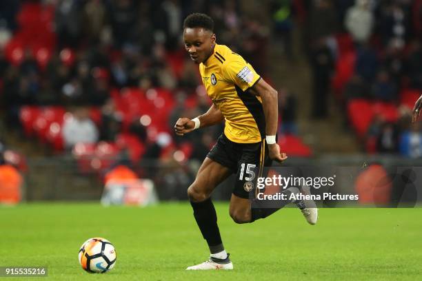 Shawn McCoulsky of Newport County during the Fly Emirates FA Cup Fourth Round Replay match between Tottenham Hotspur and Newport County at Wembley...