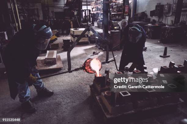 Moulds are poured during the BAFTA masks casting at New Pro Foundries Ltd on February 7, 2018 in London, England. The EE British Academy Film Awards...