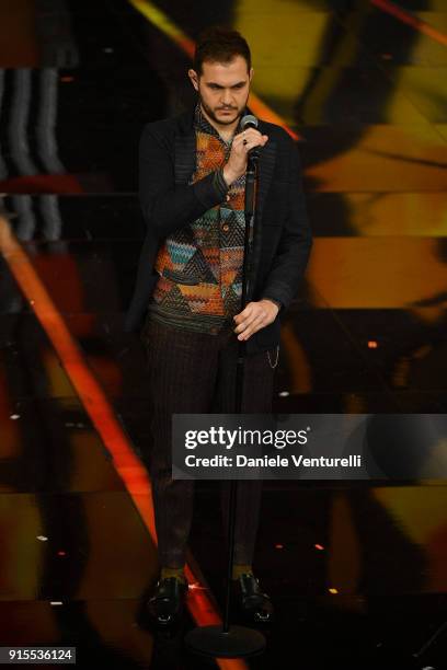 Renzo Rubino attends the second night of the 68. Sanremo Music Festival on February 7, 2018 in Sanremo, Italy.