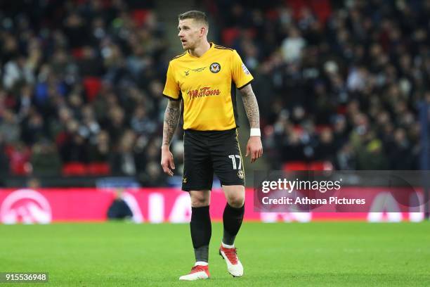 Scot Bennett of Newport County during the Fly Emirates FA Cup Fourth Round Replay match between Tottenham Hotspur and Newport County at Wembley...