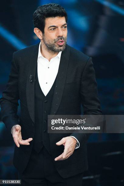 Pierfrancesco Favino attends the second night of the 68. Sanremo Music Festival on February 7, 2018 in Sanremo, Italy.