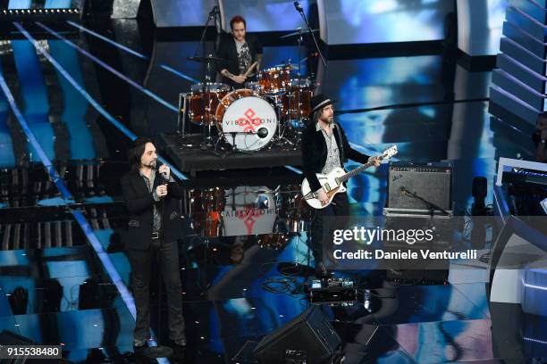 Le Vibrazioni attend the second night of the 68. Sanremo Music Festival on February 7, 2018 in Sanremo, Italy.