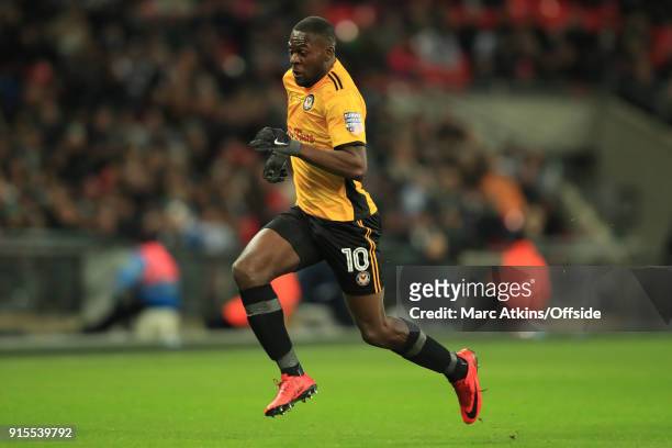 Frank Nouble of Newport County during the FA Cup Fourth Round replay between Tottenham Hotspur and Newport County at Wembley Stadium on February 7,...