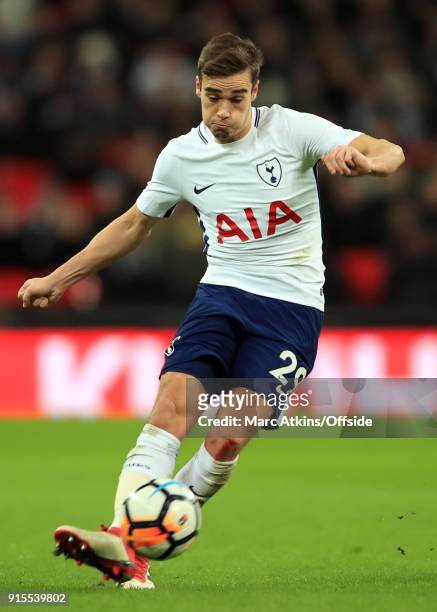 Harry Winks of Tottenham Hotspur during the FA Cup Fourth Round replay between Tottenham Hotspur and Newport County at Wembley Stadium on February 7,...