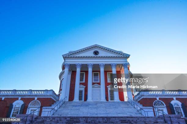 symmetrical greek style front, in charlottesville, virginia, of the famous rotunda, center of the university of virginia campus, designed by pres. thomas jefferson - charlottesville stock pictures, royalty-free photos & images