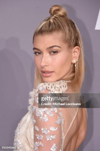 Model Hailey Baldwin attends the 2018 amfAR Gala New York at Cipriani Wall Street on February 7, 2018 in New York City.