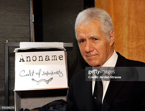 Personality Alex Trebek poses in the Daytime Emmy official gift lounge produced by On 3 Productions held at The Orpheum Theatre on August 29, 2009 in...