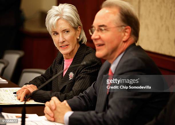Health and Human Services Secretary Kathleen Sebelius meets with Rep. Tom Price and members of the House Republican Study Group on Healthcare Reform...