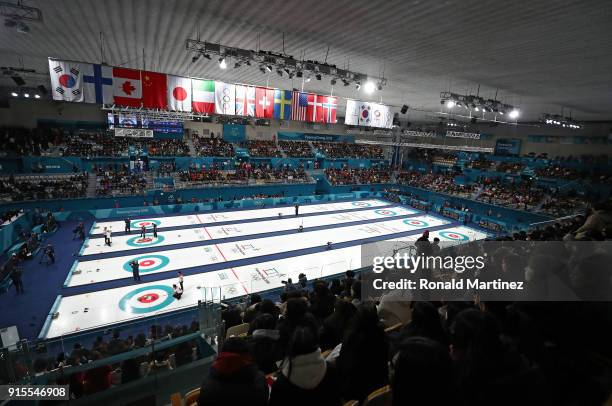 General view of the arena during the Curling Mixed Doubles Round Robin Session 1 during the PyeongChang 2018 Winter Olympic Games at Gangneung...