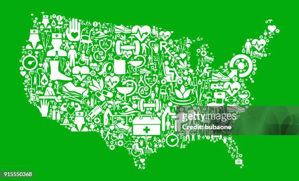 united states map green medical rehabilitation physical therapy - stick figure doctor stock illustrations